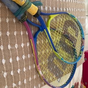 Tennis rackets dots /boots and sponge bob